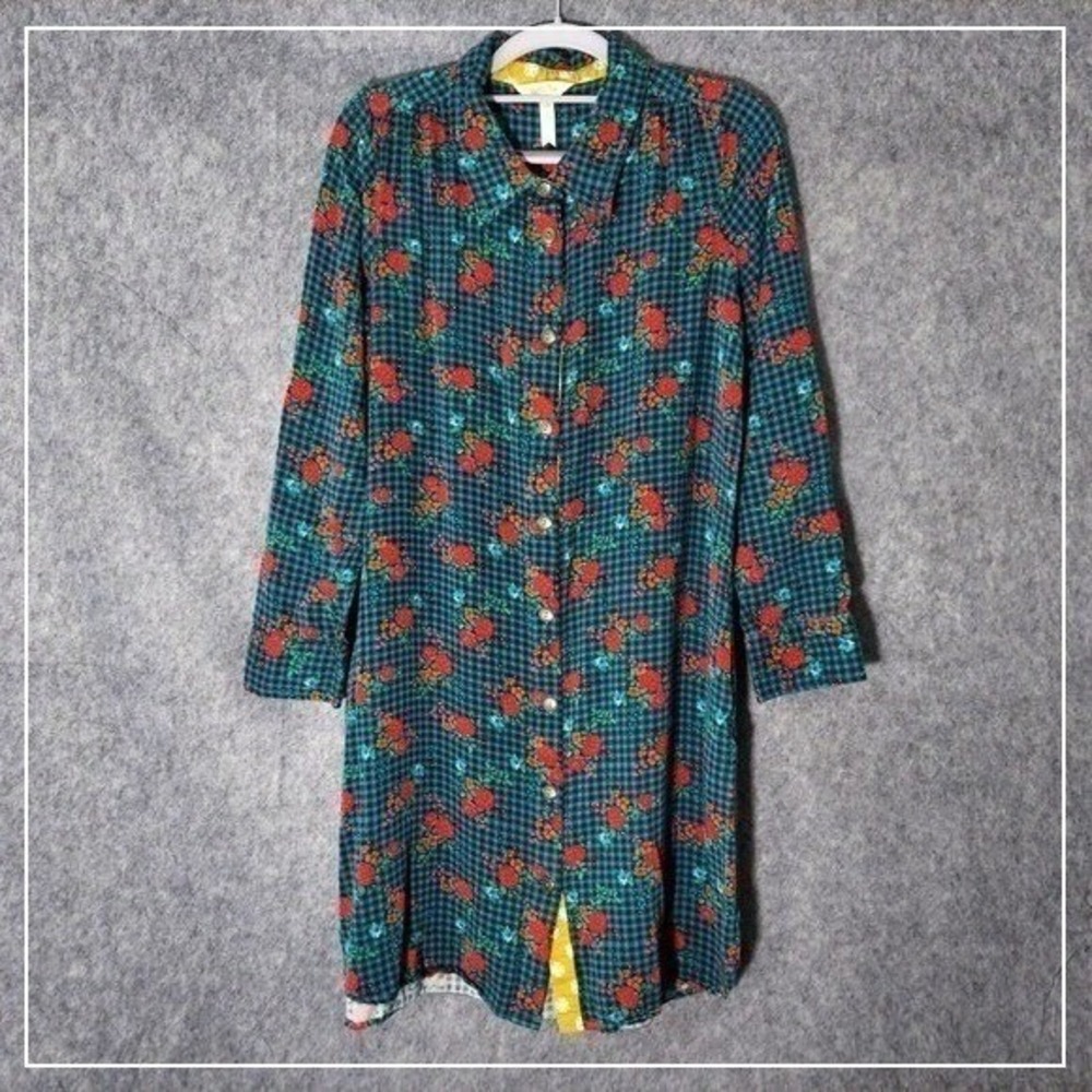 Matilda Jane Dress S Floral Gingham Button Front Cottagecore Prairie Whimsy